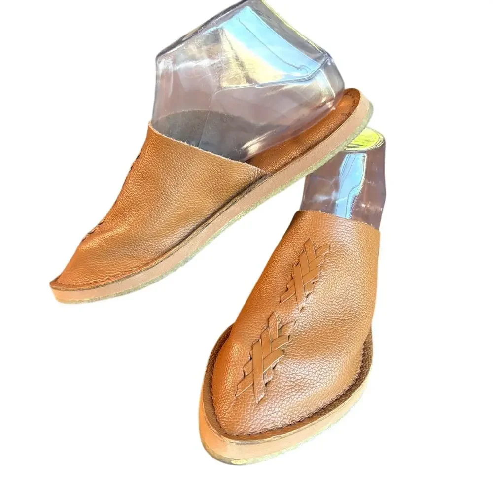 Free People Nova Flat Pebbled Leather Top Stitched Pointy Toe Mules size 7 - Picture 14 of 16